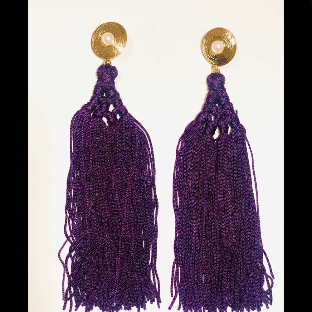 Violet Long Fringe Earrings
